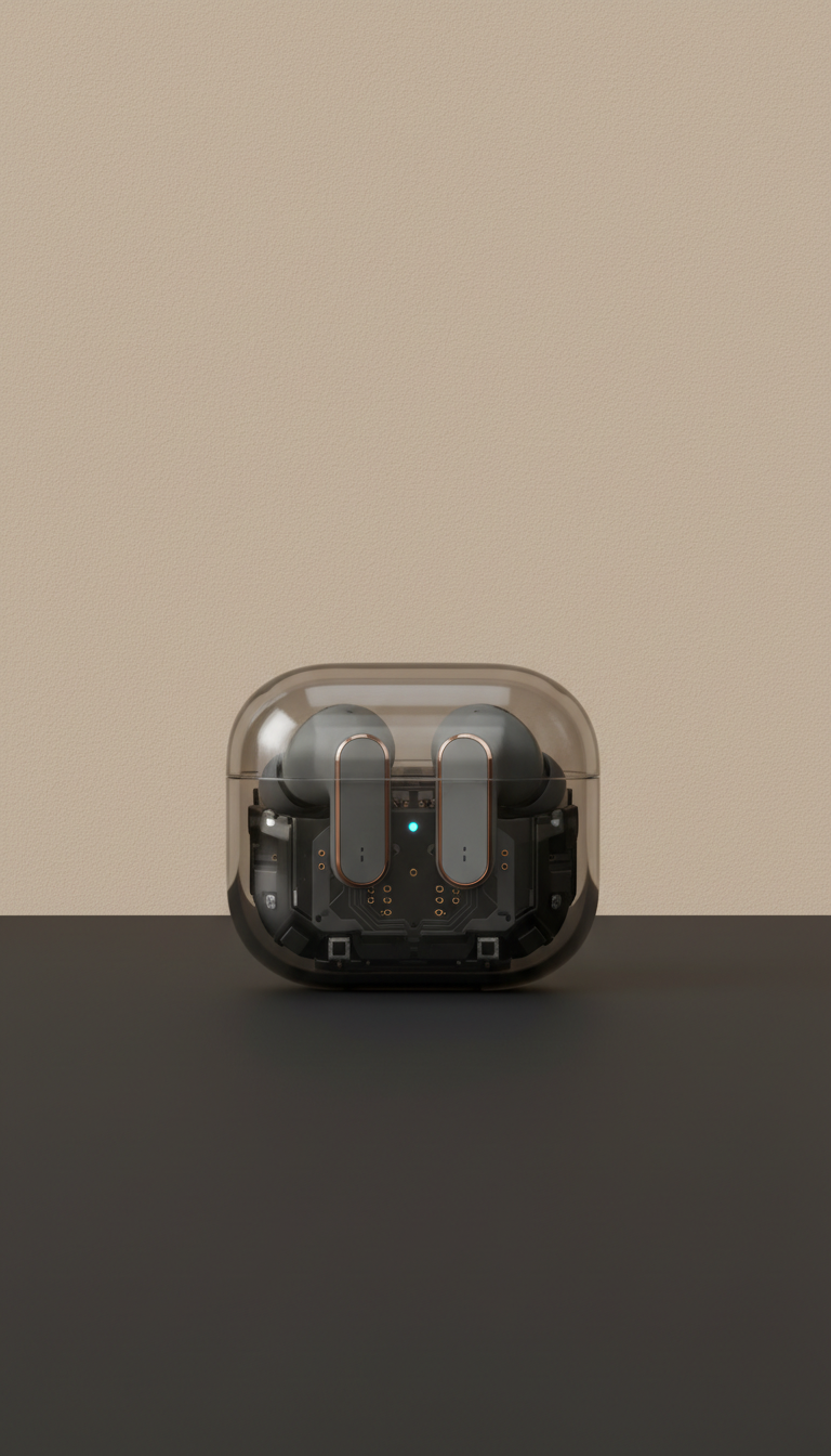 Écouteurs Bluetooth boîtier verre trempé